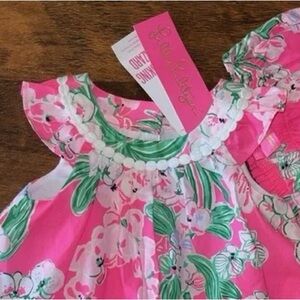 Lilly Pulitzer Pink and Green Baby Dress Paloma Bubbles